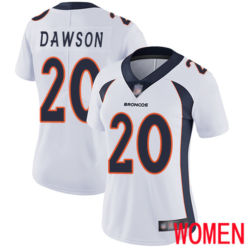 Women Denver Broncos #20 Duke Dawson White Vapor Untouchable Limited Player Football NFL Jersey